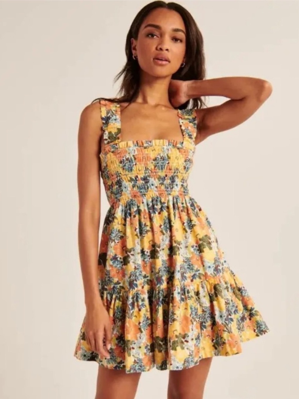 Abercrombie Floral Smocked Sundress - Yellow & Orange